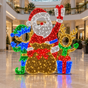 7 FT X 7 FT Red Santa With Elf & Deer LED Photo Op