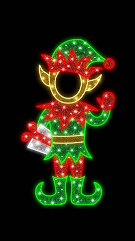 5 FT X 3 FT Red & Green Boy Elf LED Photo Op