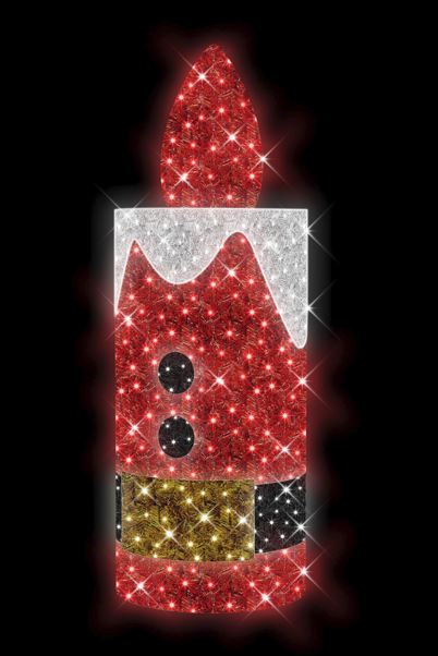 5.5 FT X 2 FT X 2 FT Tinsel Candle with Warm White LED Lights
