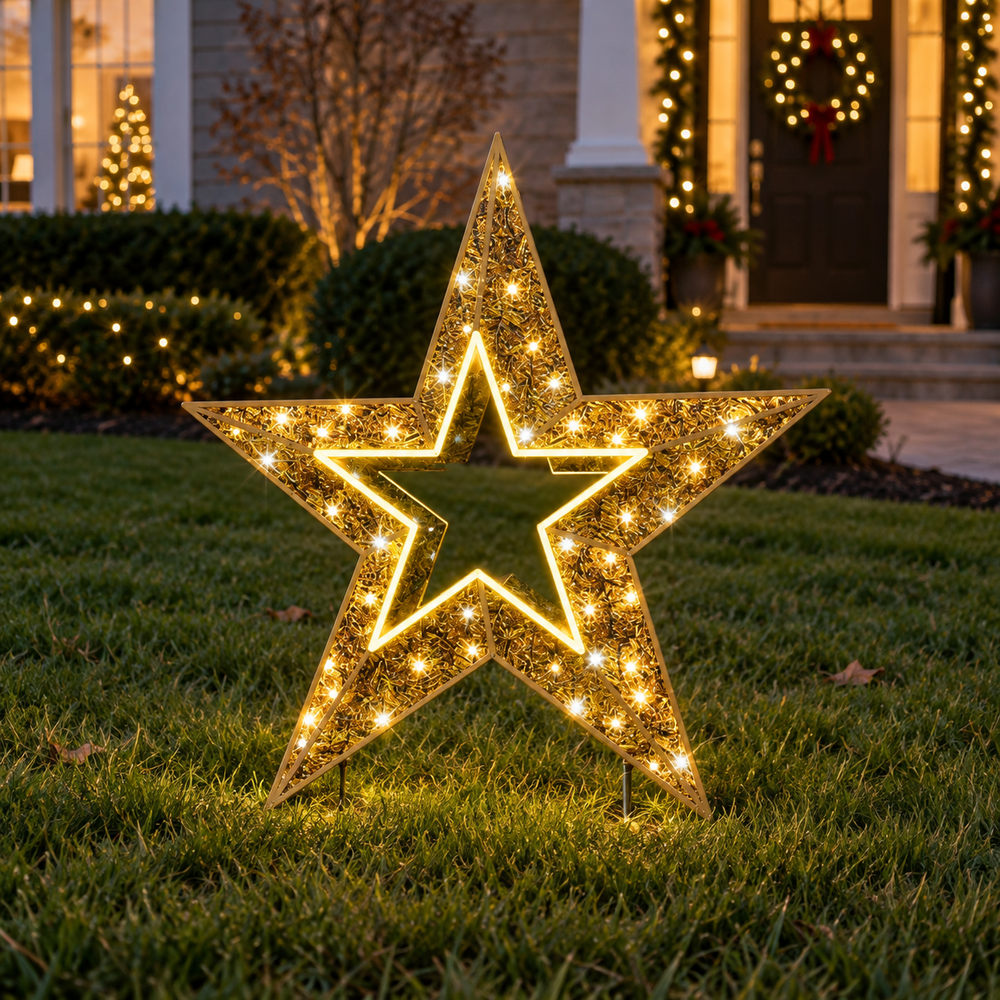 3 FT X 3 FT Cool White & Warm White LED 5 Point Star