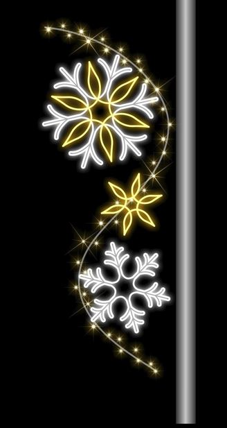 7 Ft X 2.5 Ft Warm White & Cool White Snowflake Pole Banner