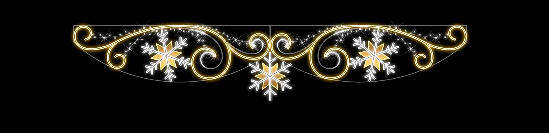 16.5 FT X 3 FT LED Snowflake Street Banner Pure White & Warm White LED