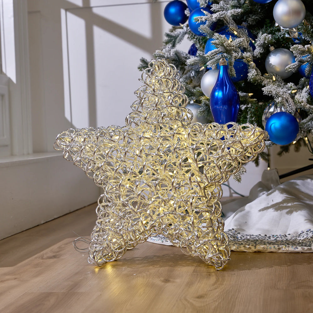 2 FT 100 LED Warm White Silver Star