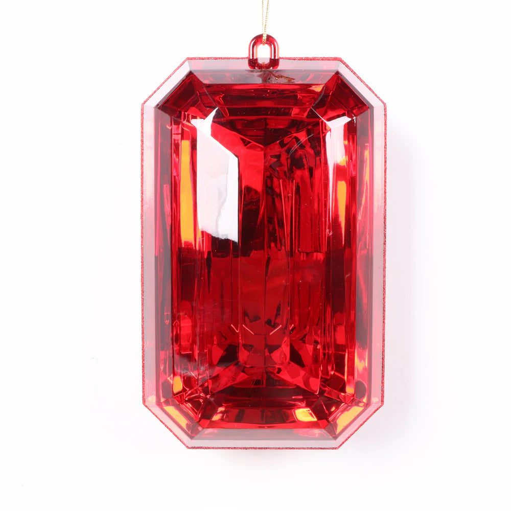 8" Red Glitter Jewel Ornament