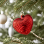 4" Red Heart Glass Ornament