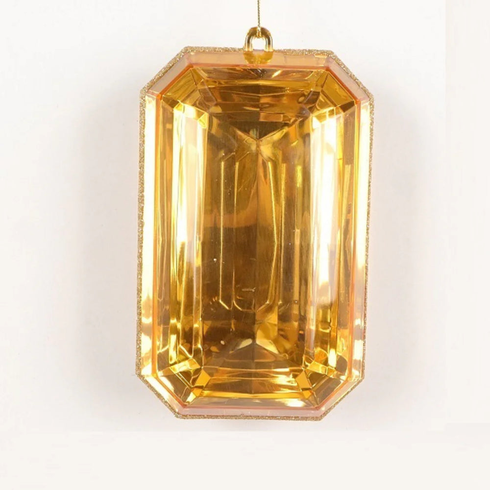 8" Gold Glitter Jewel Ornament