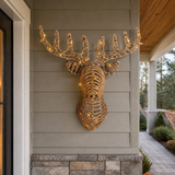 34" X 26" 48 LED Soft Warm Brown Wicker Reindeer Head