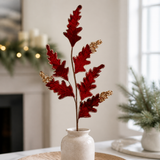 32" Burgundy & Gold Velvet Acanthus Spray