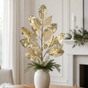 31" Champagne & Gold Glitter Beaded Fruited Magnolia Spray