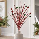 30" Red Glitter Burst Stem
