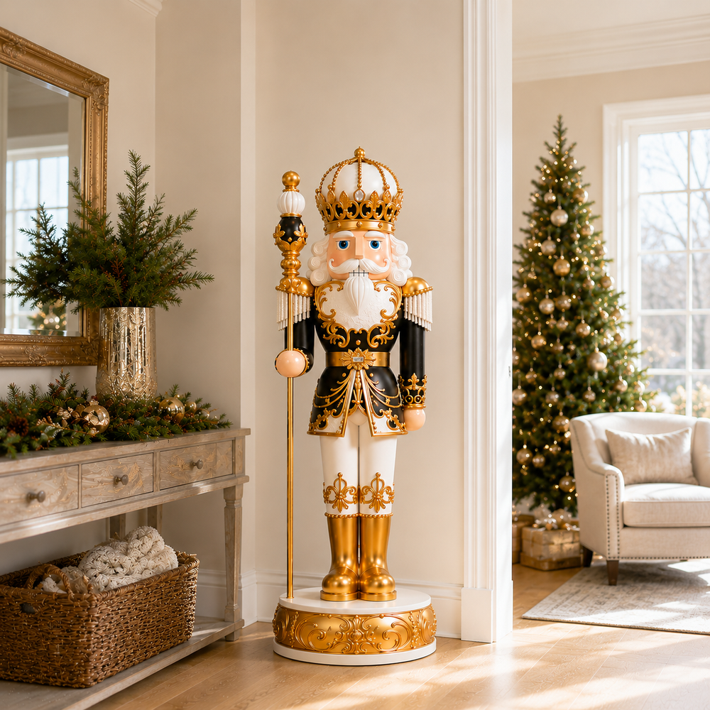 6 FT Black, White & Gold Nutcracker