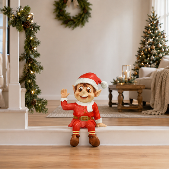 3 FT Red Santa's Elf Sitting