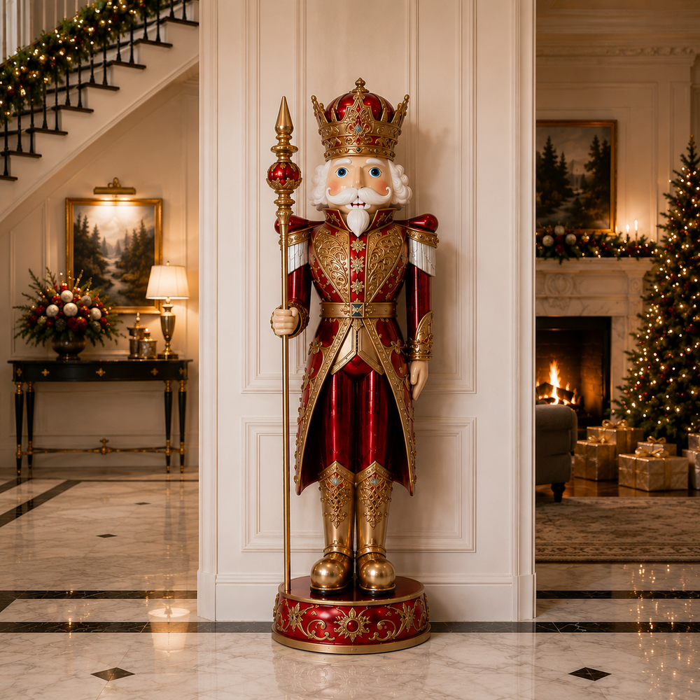 8 FT Metallic Red & Gold Nutcracker