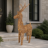 3.4 FT 72 LED Soft Warm Brown Wicker Standing Reindeer