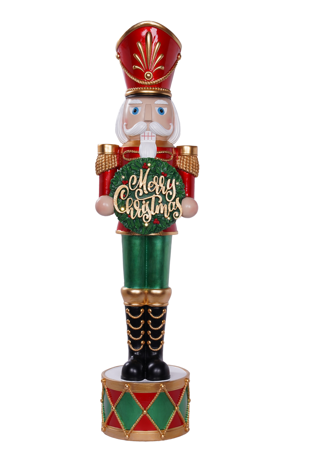 36" Red & Green LED Holy Leaves Nutcracker