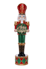 36" Red & Green LED Holy Leaves Nutcracker