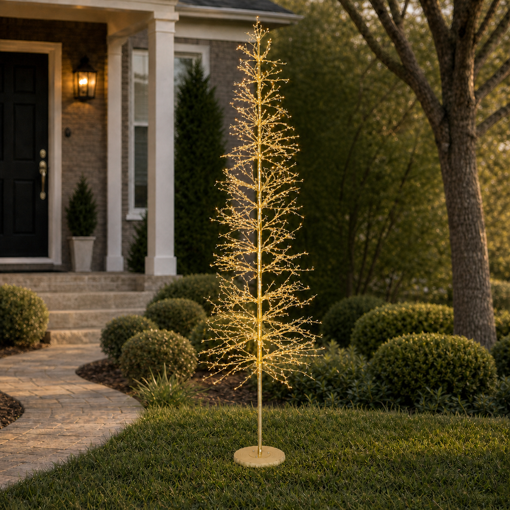 9 FT 2048 LED Warm White Classic Warm Micro Tree With Gold Trunk