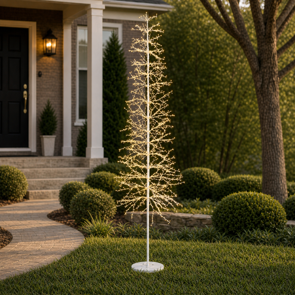 9 FT 2048 LED Warm White Micro Tree With White Trunk