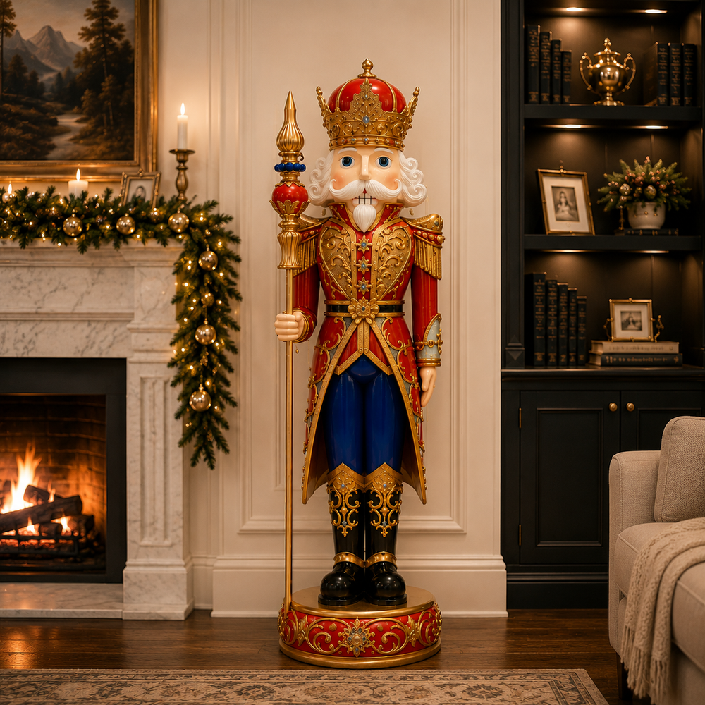 8 FT Red, Blue & Gold Nutcracker