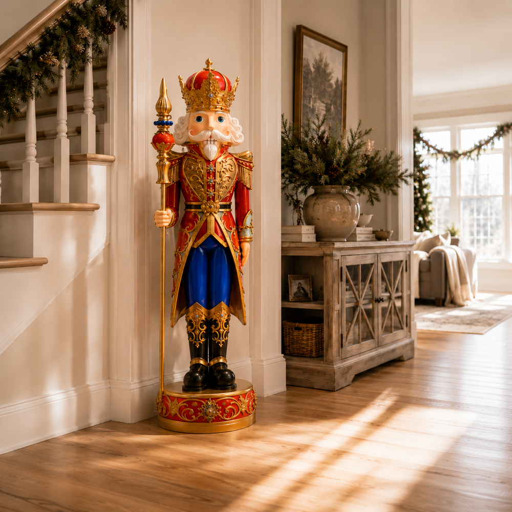 8 FT Red, Blue & Gold Nutcracker