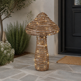 23" 48 LED Soft Warm Brown Wicker Mushroom