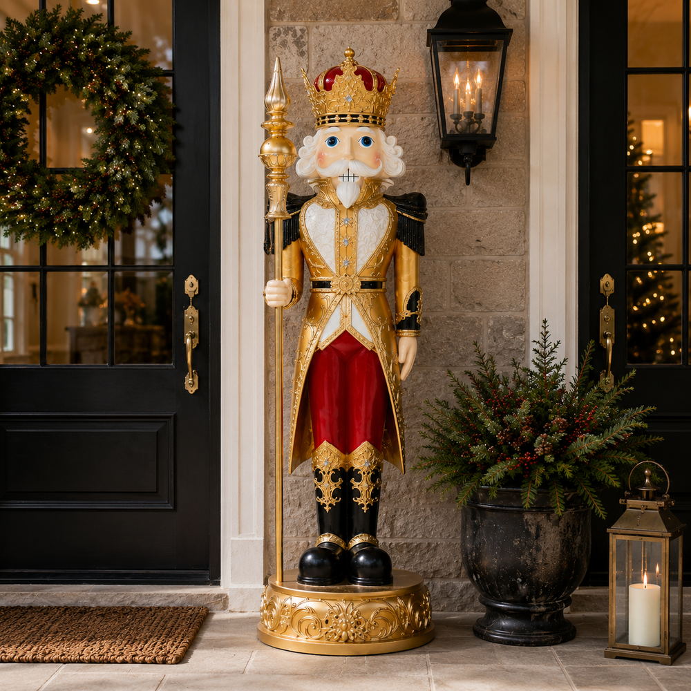 8 FT Red, Gold & Black Nutcracker
