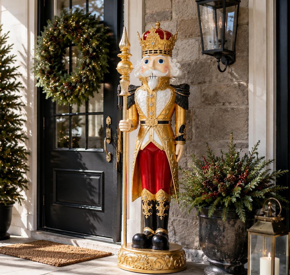 8 FT Red, Gold & Black Nutcracker