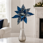 21" Midnight Blue Velvet Poinsettia Sequin Stem