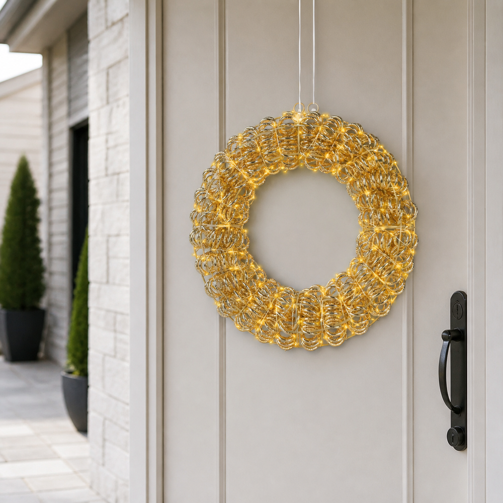 15" Gold Wreath Micro Classic Warm LED