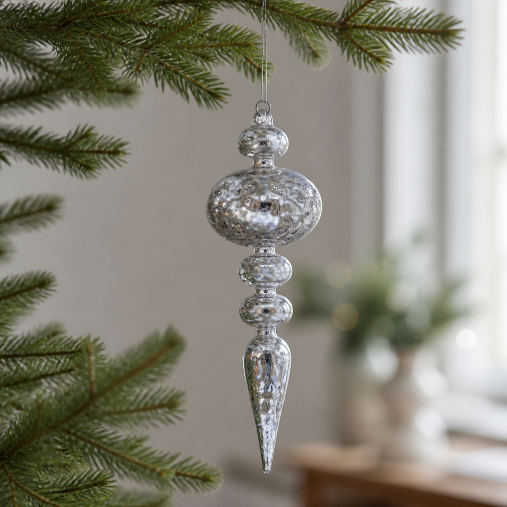 12'' - 13'' Mercury Beaded Glass Finial Assorted
