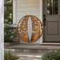 11" 36 LED Warm White Brown Wicker Ball