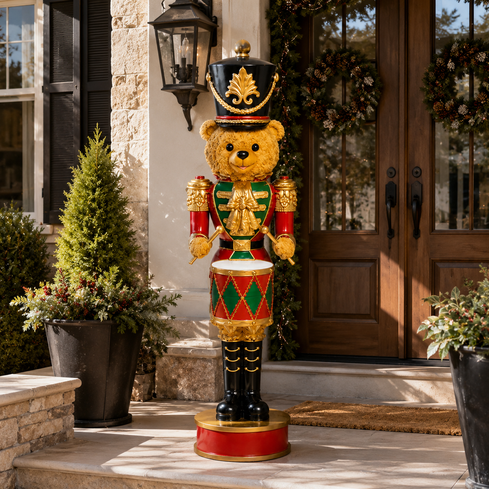 36" Red & Green LED Bear Nutcracker With Drum