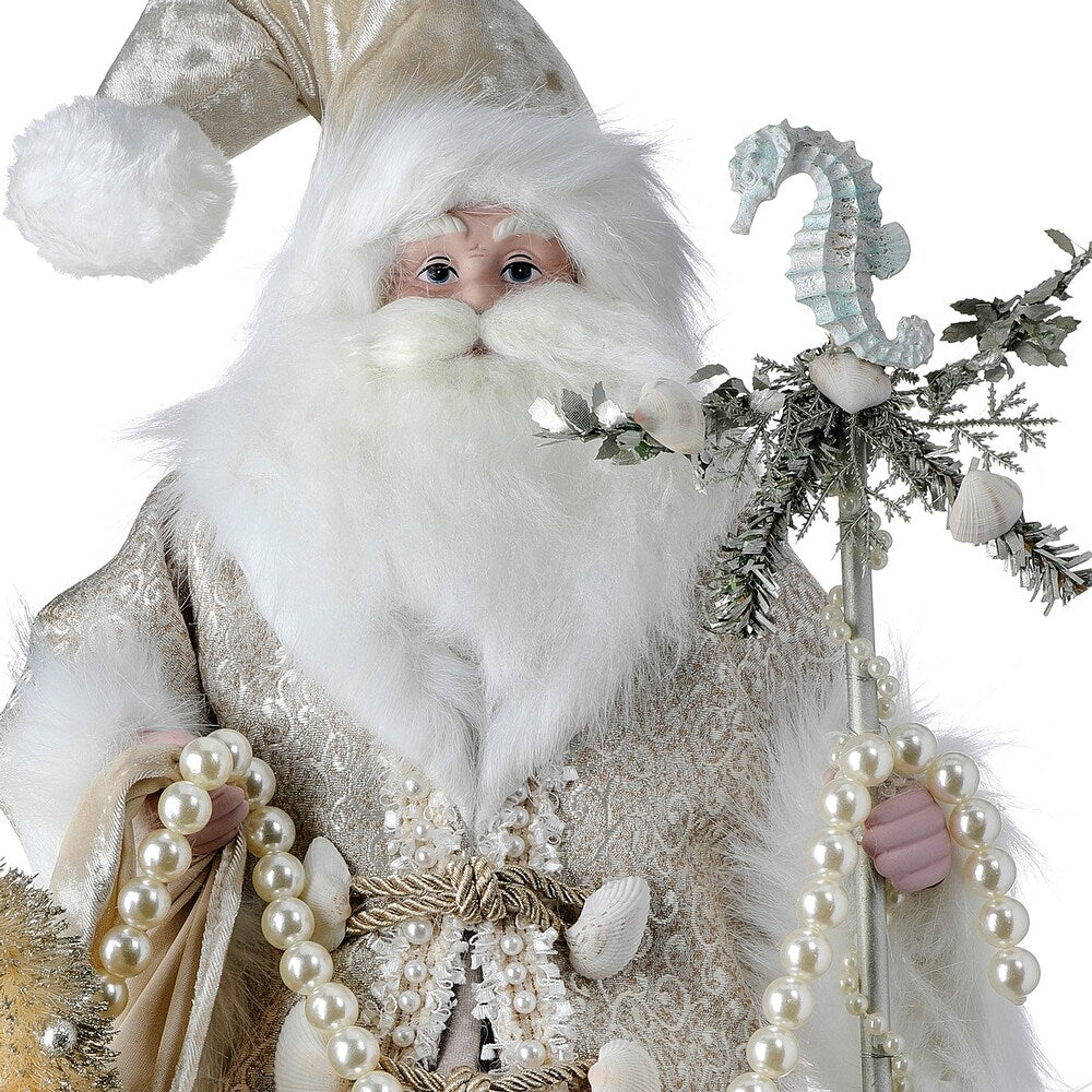 18" Ivory Seashore Santa With Treasure Bag