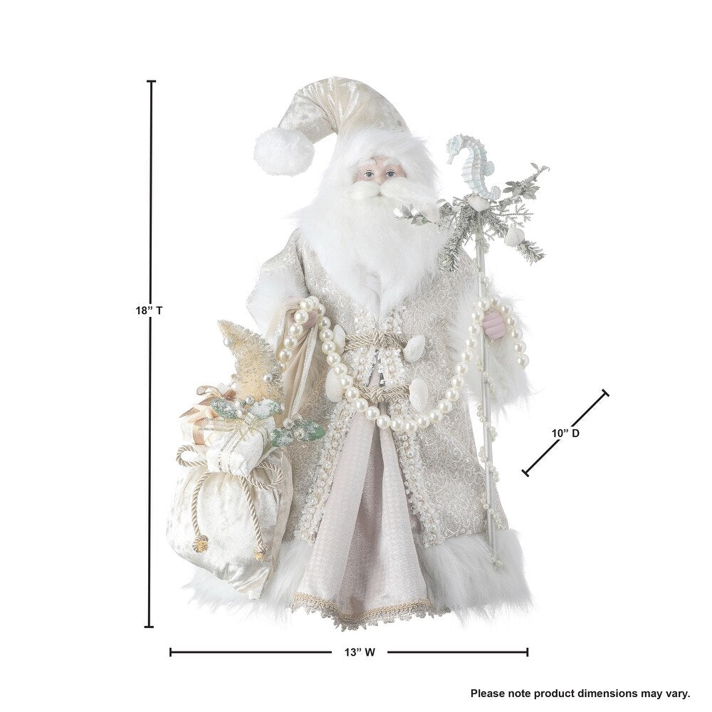 18" Ivory Seashore Santa With Treasure Bag