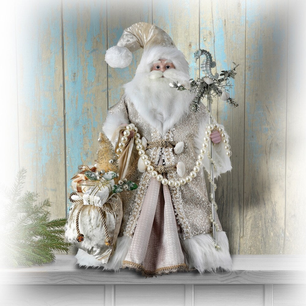 18" Ivory Seashore Santa With Treasure Bag