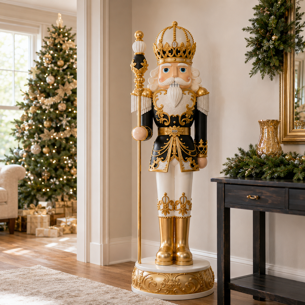 6 FT Black, White & Gold Nutcracker