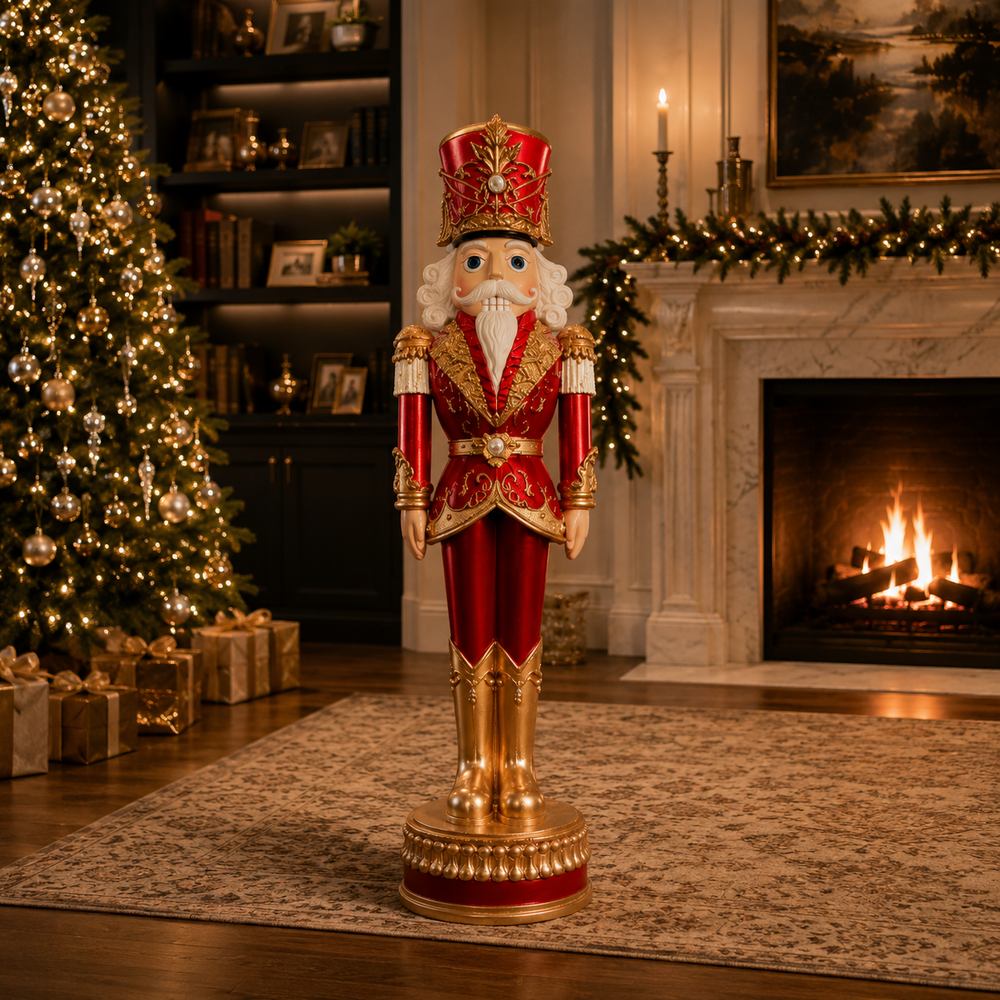 6 FT Metallic Red & Gold Nutcracker