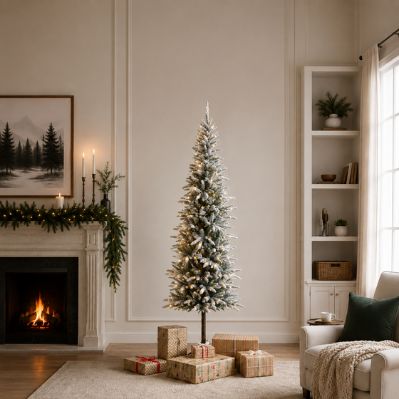 Alpbach Fir Snowy Tree Warm White & Multi Micro LED Lights
