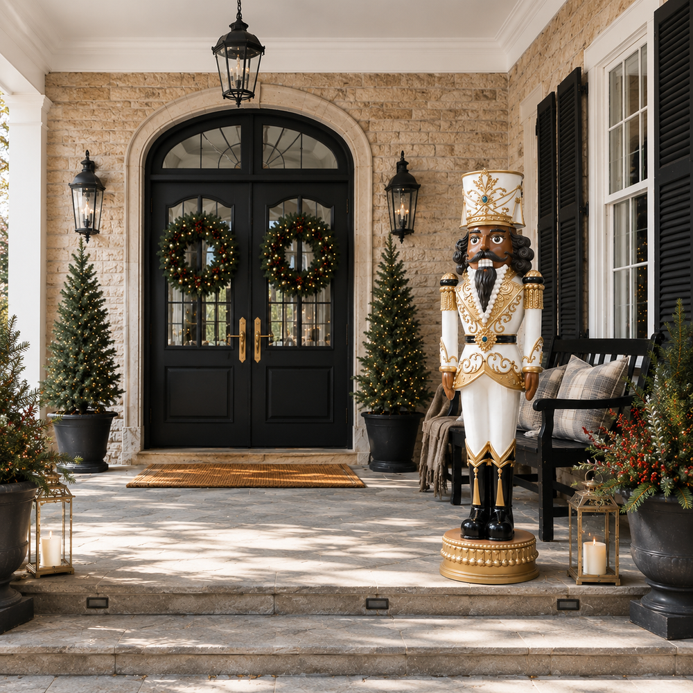 6 FT African American White & Gold Nutcracker