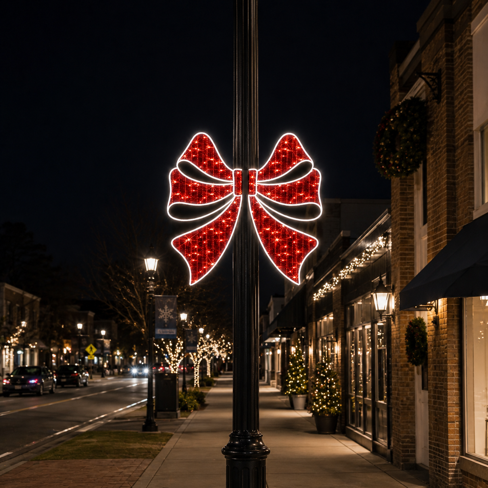 4 FT X 2 FT White & Red LED Bow Pole Banner