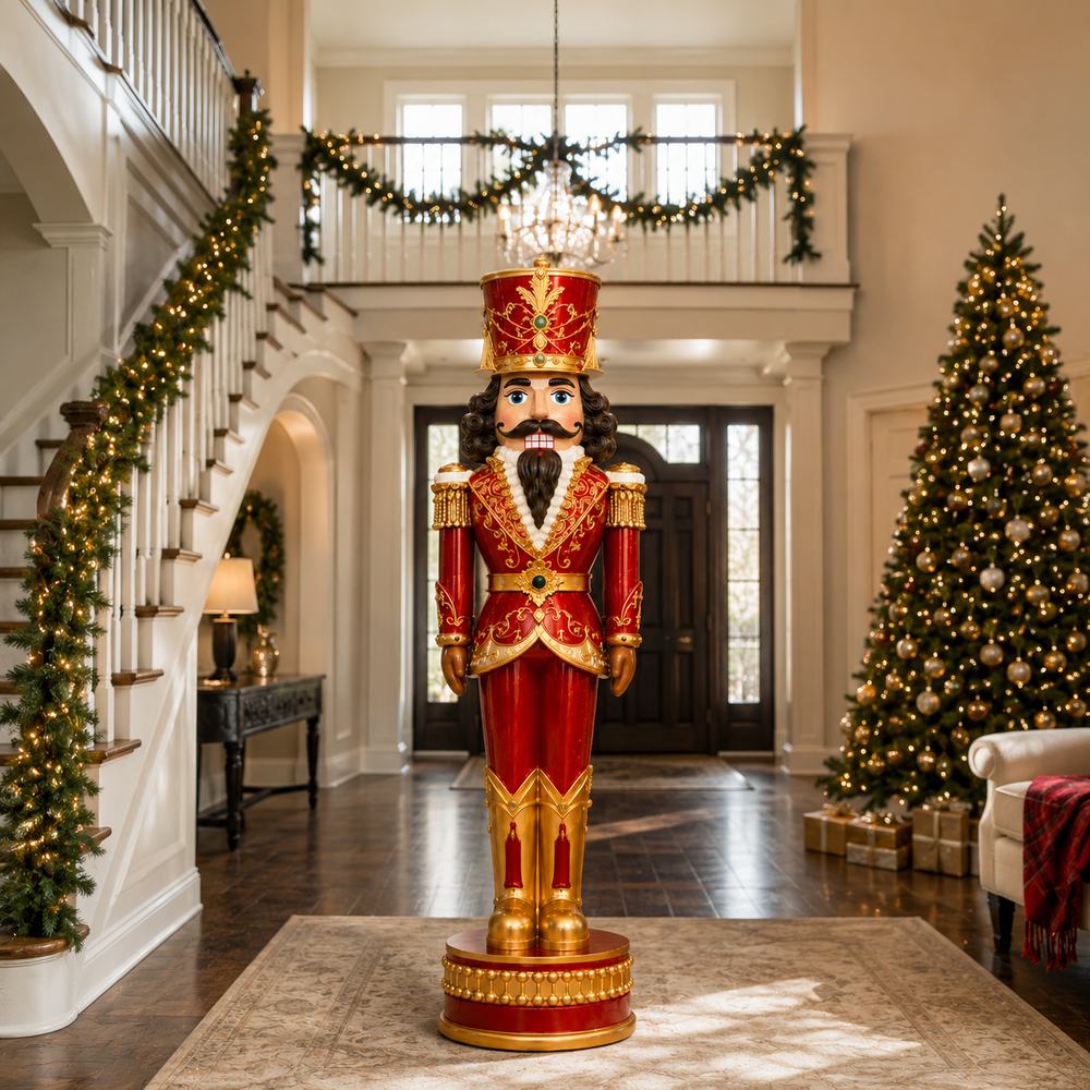 6 FT Red & Gold Nutcracker With Multicolor LED Lights & Music