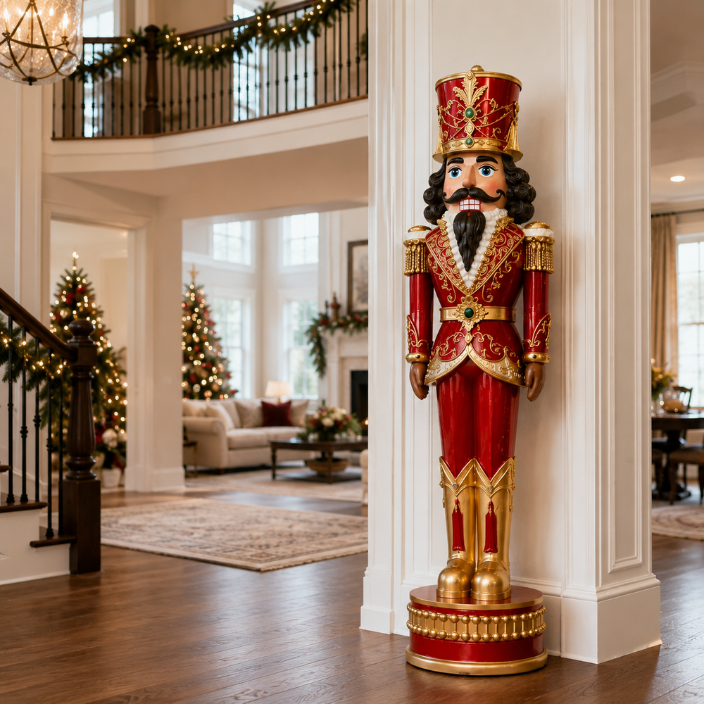 6 FT Red & Gold Nutcracker With Multicolor LED Lights & Music