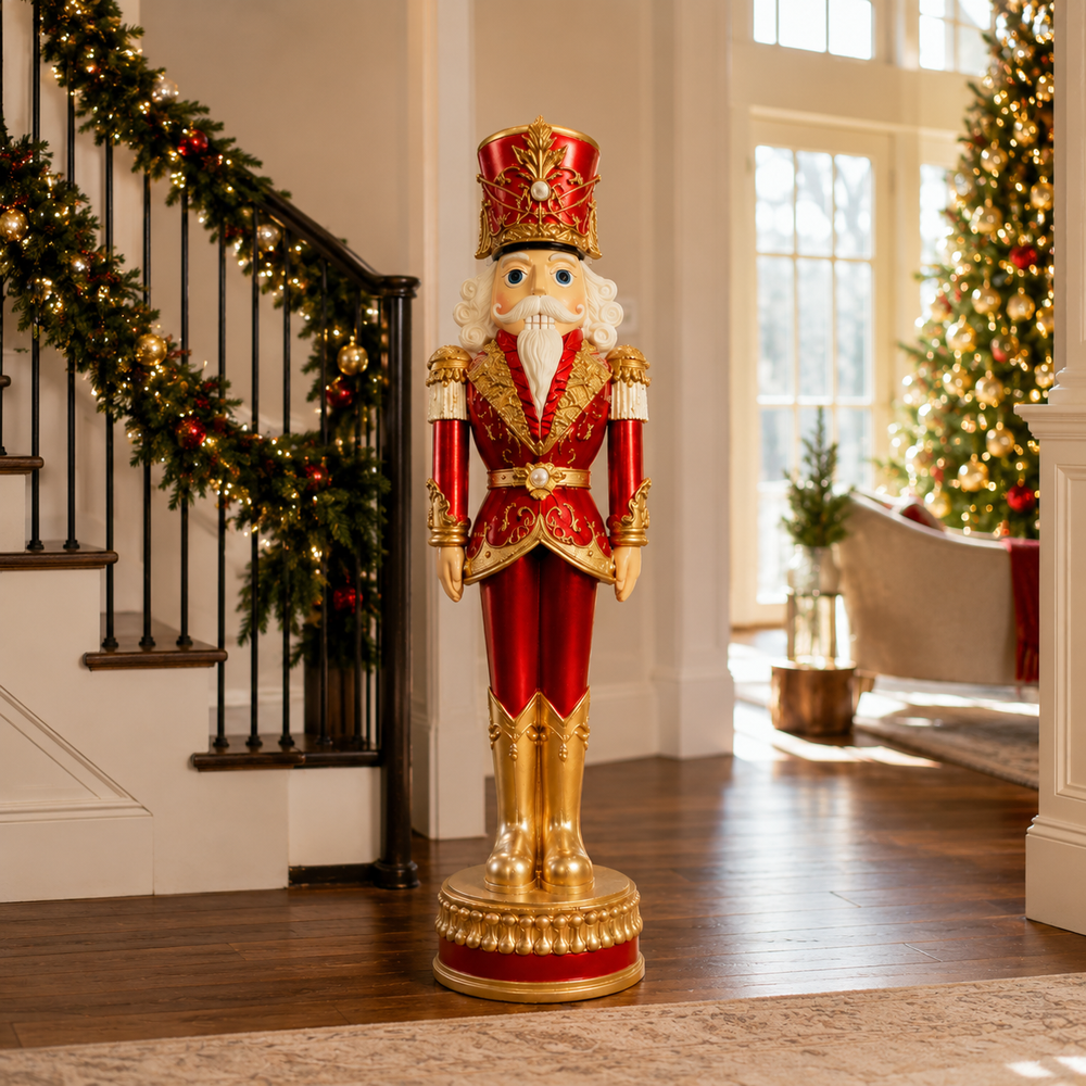 6 FT Metallic Red & Gold Nutcracker
