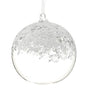 6" Clear White Snowed Glass Ball Ornament