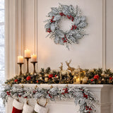 24" Snowy Berry Leaf Magnolia Wreath Unlit