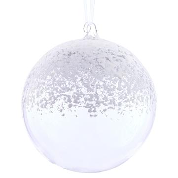 8" Snowed Glass Ball Ornament
