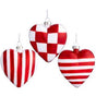 4" Red & White Heart Assorted Ornament