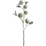 33" Green White Snowed Chestnut Spray