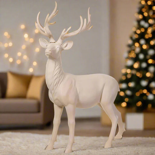 5 FT Ivory Beige Standing Reindeer
