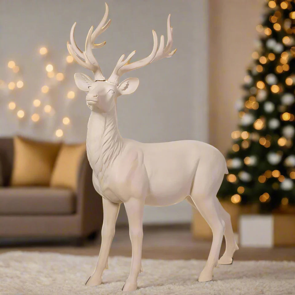 5 FT Ivory Beige Standing Reindeer